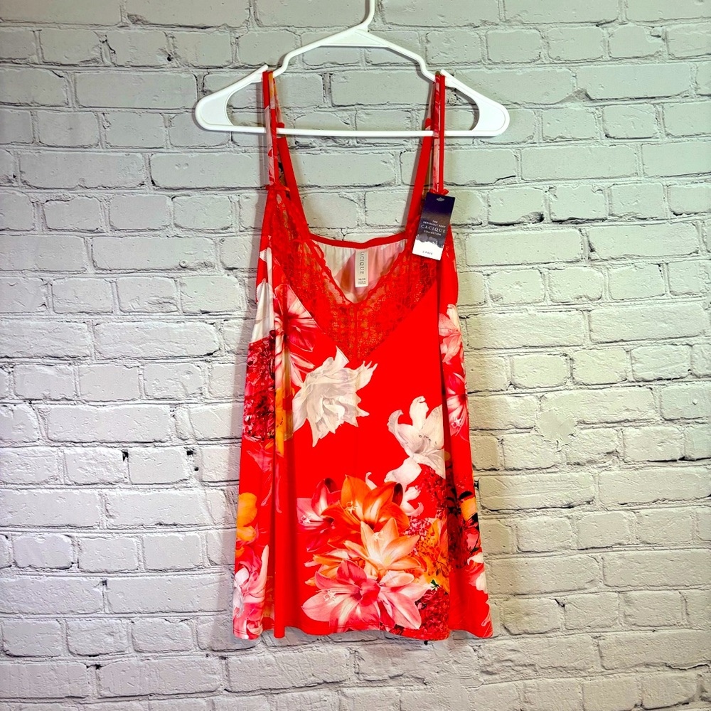NWT Cacique Orange Spaghetti Strap Negligee Size 18